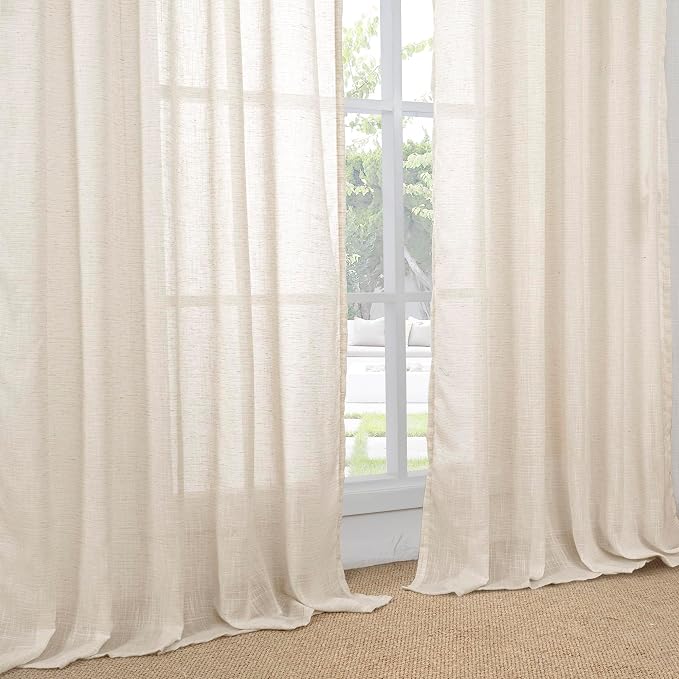 BGment Oatmeal 98 Inches Long Linen Curtains - Image 8