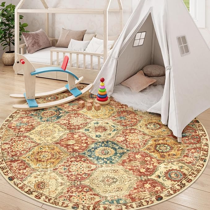 Lahome Moroccan Washable Round Area Rug, Soft Round Rugs 6ft Ultra-Thin | - Image 5