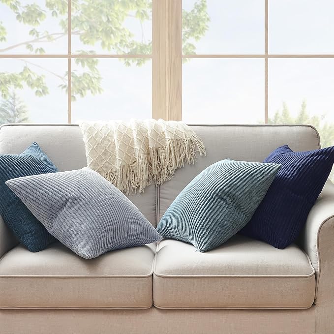 Topfinel Decorative Throw Pillow Covers Dusty Blue Navy Series 16x16 Inch Set - Image 2
