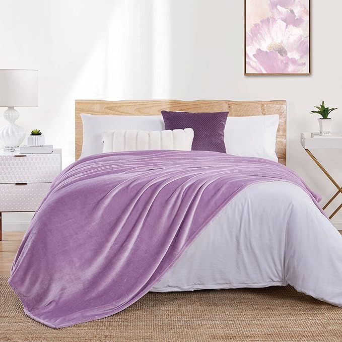 Walensee Fleece Blanket Plush Throw Fuzzy Lightweight (King Size 108x90 Lilac) Super Soft Microfiber Flannel Blankets for Couch, Bed, Sofa Ultra Luxurious Warm and Cozy for All Seasons