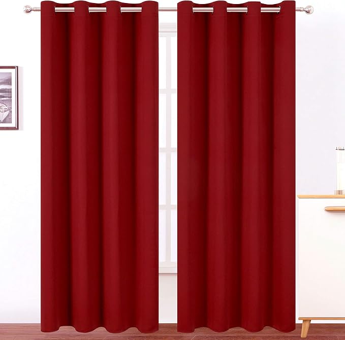 Blackout Curtains 66 x 84 inch/Red Curtains Set of 2 Panels/Thermal Insulated by Lemomo