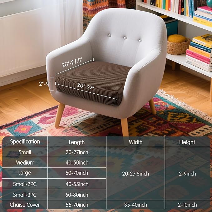 Hokway Couch Cushion Covers Stretch Cushion Covers Sofa Seat Cushion Slipcover - Image 3