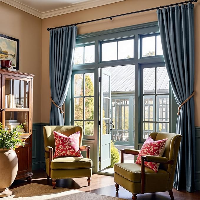 Lazzzy Velvet Blackout Curtains Thermal Insulated Room Window Drapes Super Soft Luxury Curtains for Living Room Bedroom Rod Pocket 2 Panels, Dark Slate, 52" W x 96" L