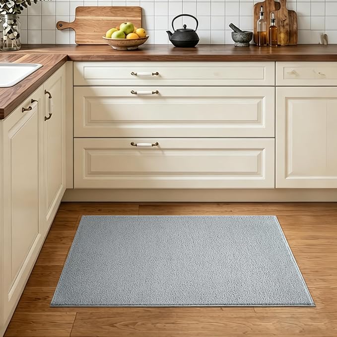 2x3 Light Grey Solid Area Rug Washable Non-Slip - Image 2