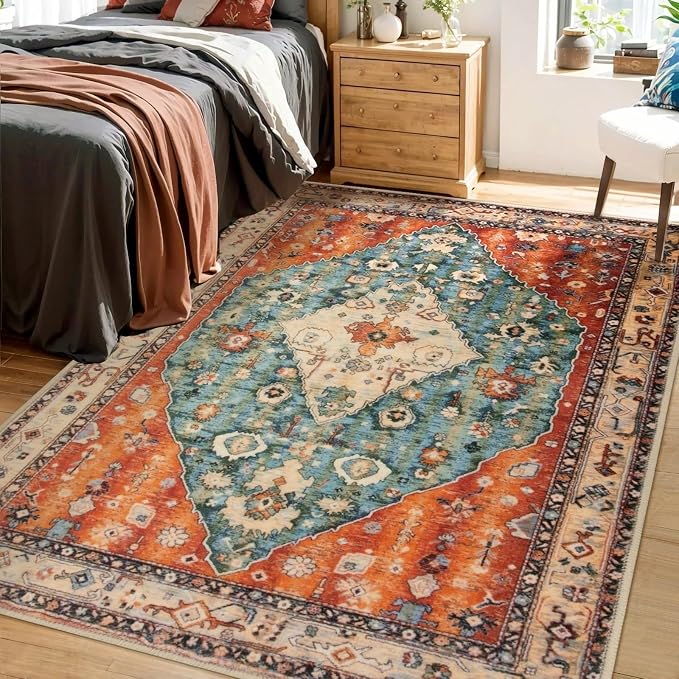 SERISSA 4x6 Washable Non Slip Boho Area Rug by SERISSAHomeDecorCollection