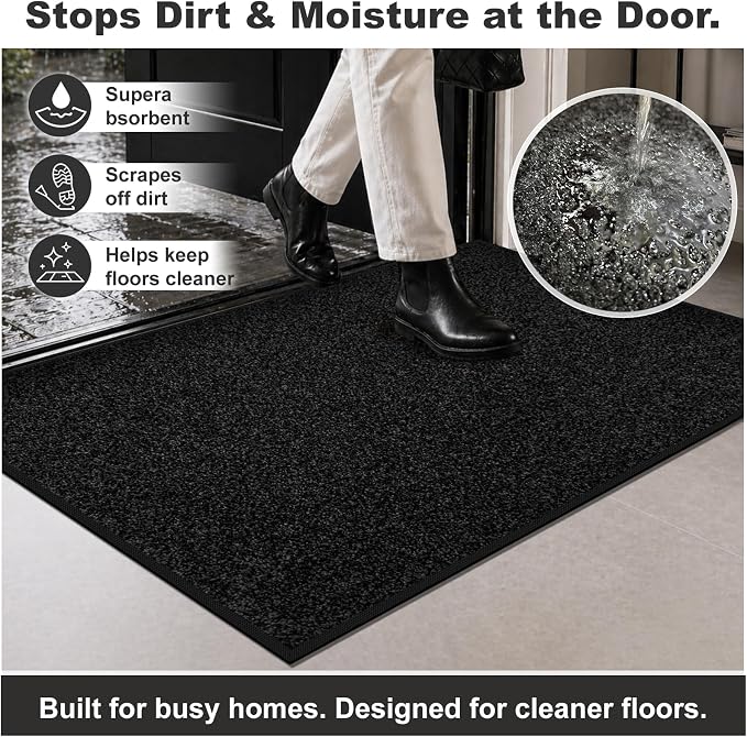 Super Absorbent Front Door Mat, 29.5" x 17", Non-Slip Washable Indoor Doormats - Image 4