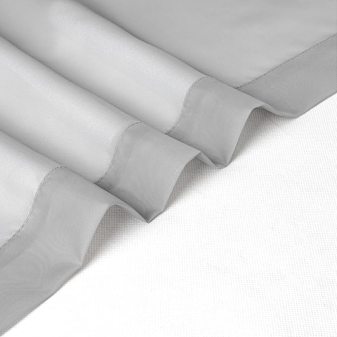Chyhomenyc Sheer Curtains 63 Inch Length 2 Panels, Light Grey | Light Filtering - Image 7
