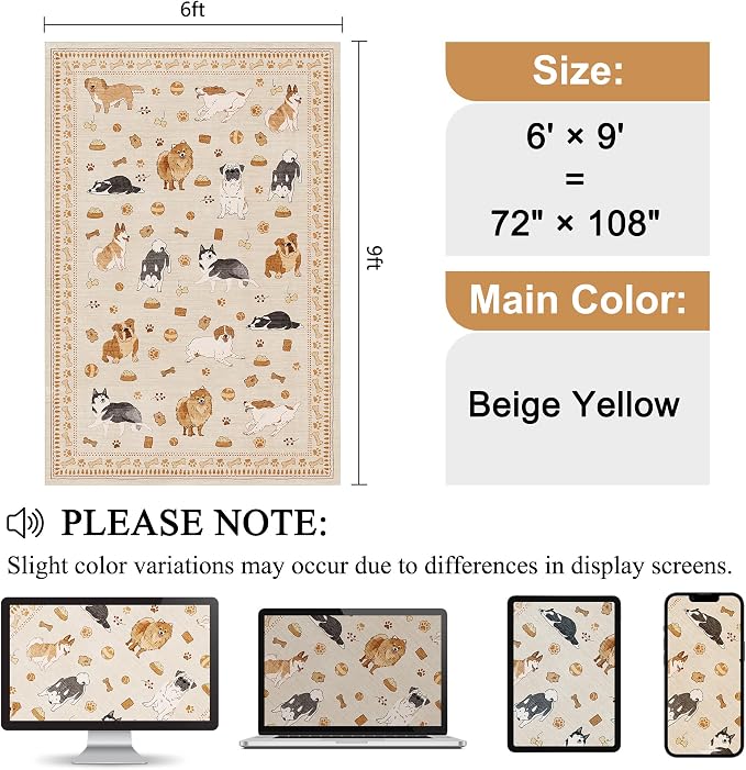 DUKINO 6x9 Washable Dog Area Rug - Image 2