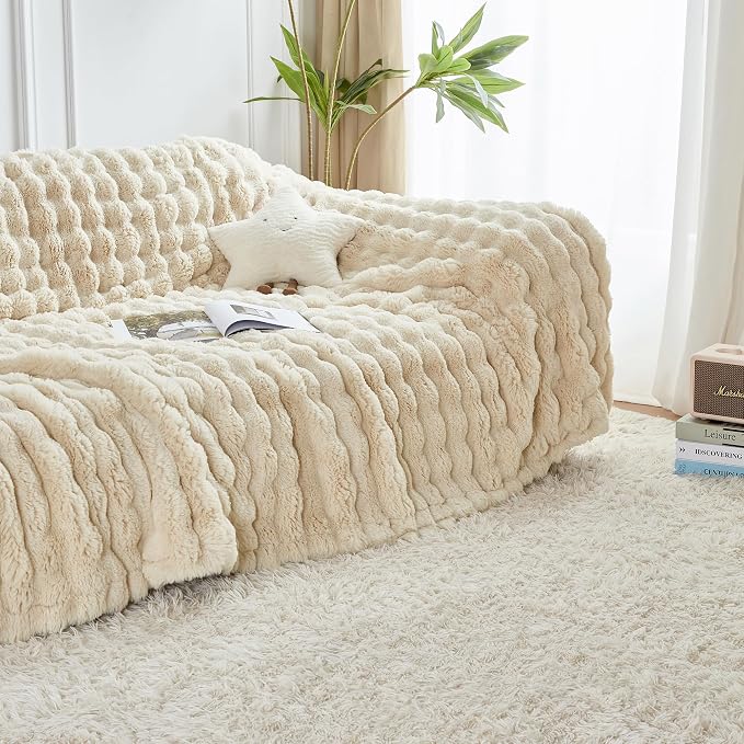 60x80 Inches Ultra-Soft Fuzzy Faux Fur Plush Twin Size Blanket - Image 4