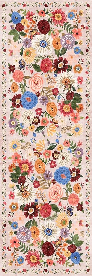 Blush Floral Hallway Runner Rug 3x7 - Image 3