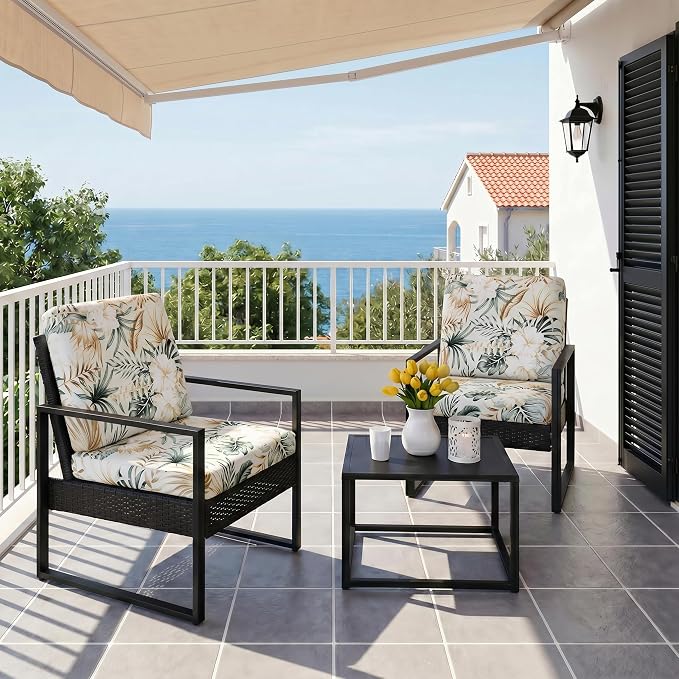 CALBODE 8Pcs Stretch Patio Cushion Cover, Tropical Floral and Leaf Pattern Sofa - Image 8