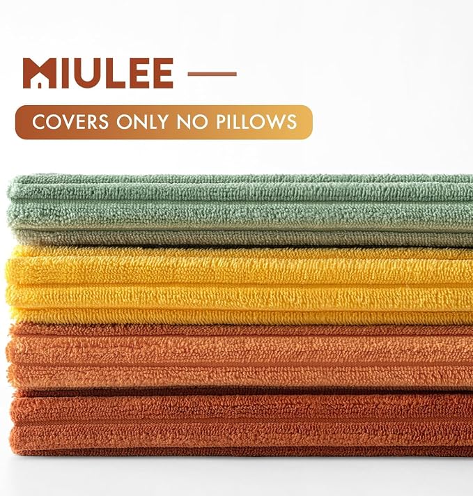 MIULEE Fall Decorative Throw Pillow Covers Yellow Rust Green 24x24 | Set of 4 - Image 7