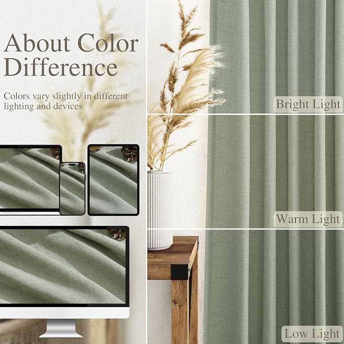 Desert Sage Linen Curtains 80 Inch Length - Image 3