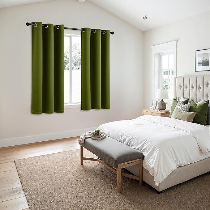 MIULEE Blackout Curtains for Bedroom 2 Panel 40"x45" Long Light Olive Green | - Image 6