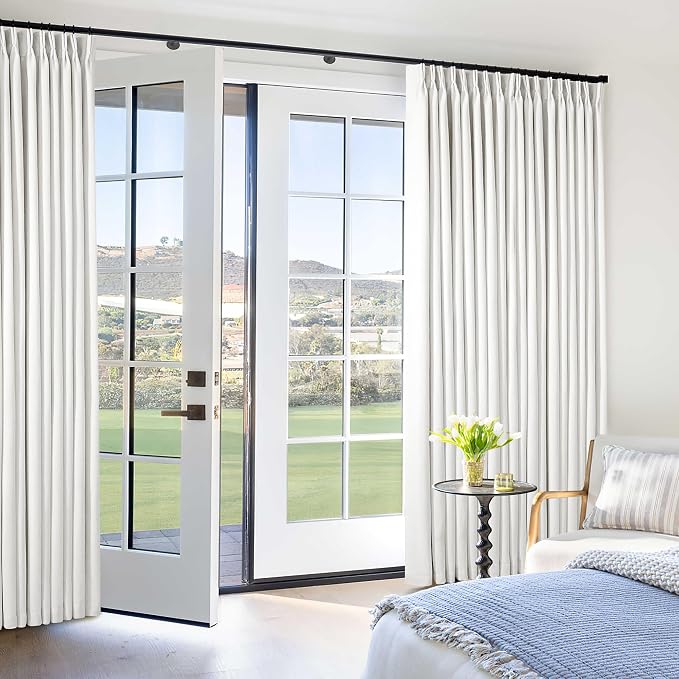 Beige White Pinch Pleated Blackout Linen 92 Inch Long Curtains 60 Inch Wide | - Image 9