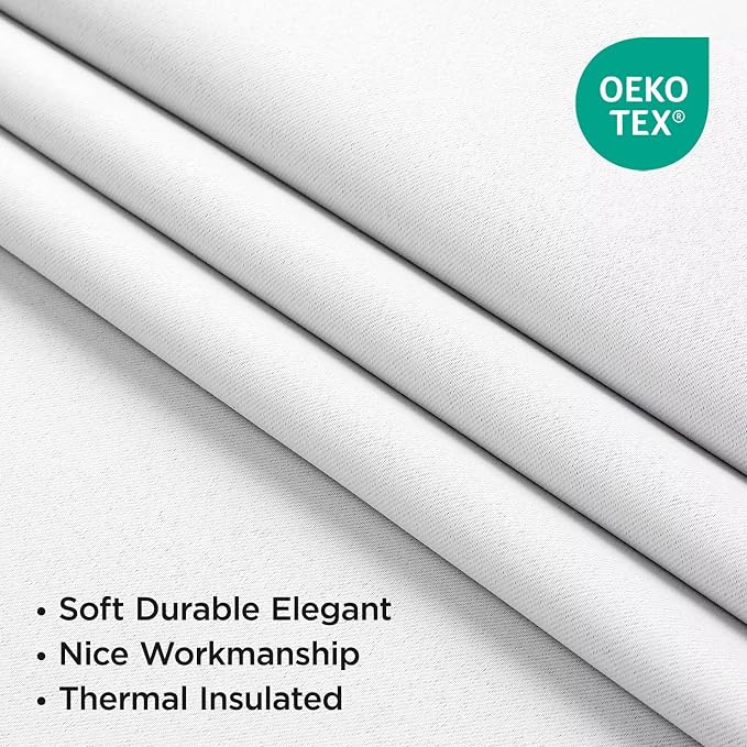 Joydeco 90 Inch 60% Blackout White Curtains 2 Panels, Elegant Semi Sheer - Image 3