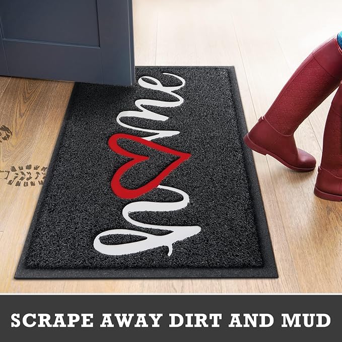 Black Door Mat Welcome Mats Outdoor Indoor Doormat - Image 7