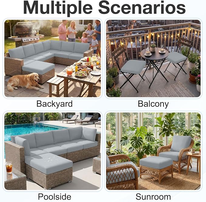 Waterproof Outdoor Cushion Covers, Stretch Patio Slipcovers | UV Resistant - Image 5