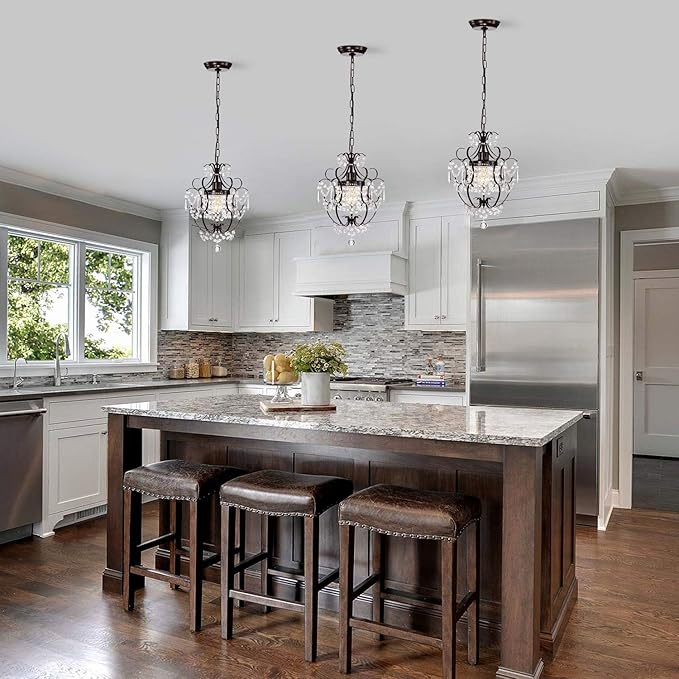 Bronze Chandelier Acrylic Crystals Chandeliers Small Vintage Chandelier 1 Light Antique Chandelier Light Fixtures for Bathroom Living Room Dining Room Kitchen Island
