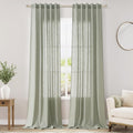 Sage Green Semi Sheer Curtains 108 Inches Long 2 Panels Set Back Tab Loop by Nanspring