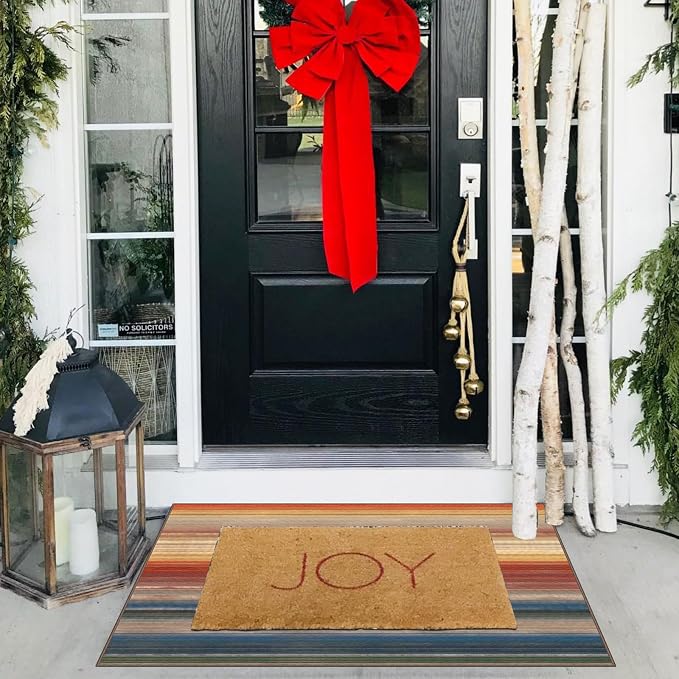 Front Door Mat Indoor Outside Entrance 2x3 Modern Ombre Rainbow Rug | Non-Slip - Image 4