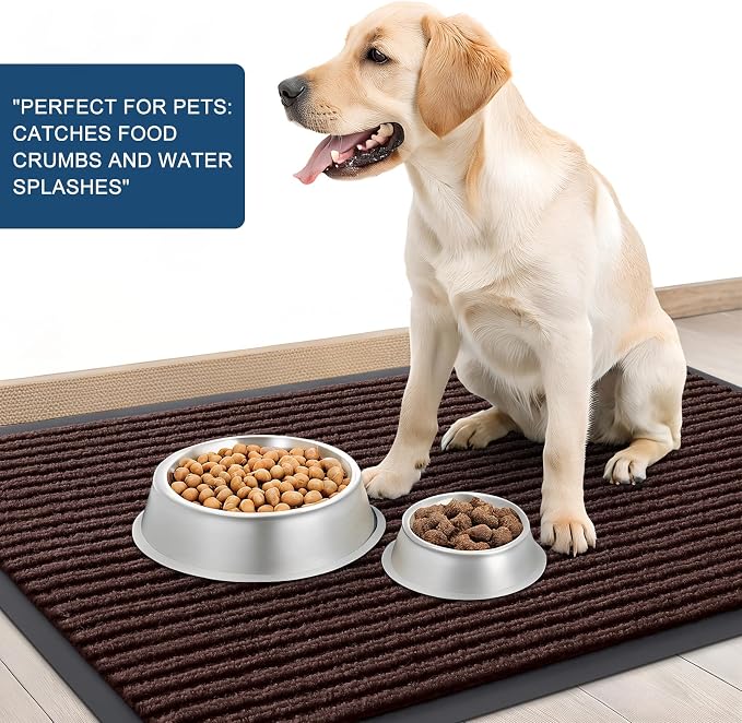 OLANLY 2-Pack Front Door Mats 47x23, Waterproof Heavy-Duty Doormats | Brown - Image 6
