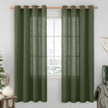 Olive Green Linen Sheer Curtains 78 inch by LAMIT