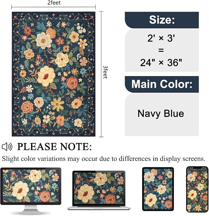 DUKINO 2x3 Entryway Rug, Door Mat Soft Washable Rug Non Slip, Non-Shedding - Image 2