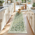 Yamaziot 2x7 Washable Hallway Runner Rug Non Slip Floral Carpet, Sage Green | by Yamaziot