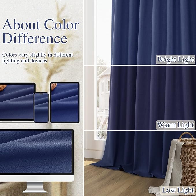 100% Blackout Curtains 120 Inch Length 2 Panels Set - Image 6