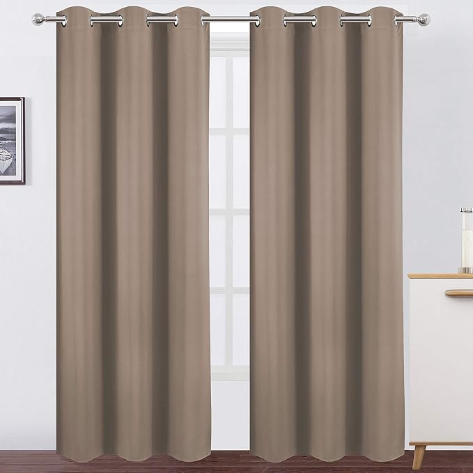 Cappuccino Thermal Blackout Curtains/38 x 84 Inch/Set of 2 Panels Room by Lemomo