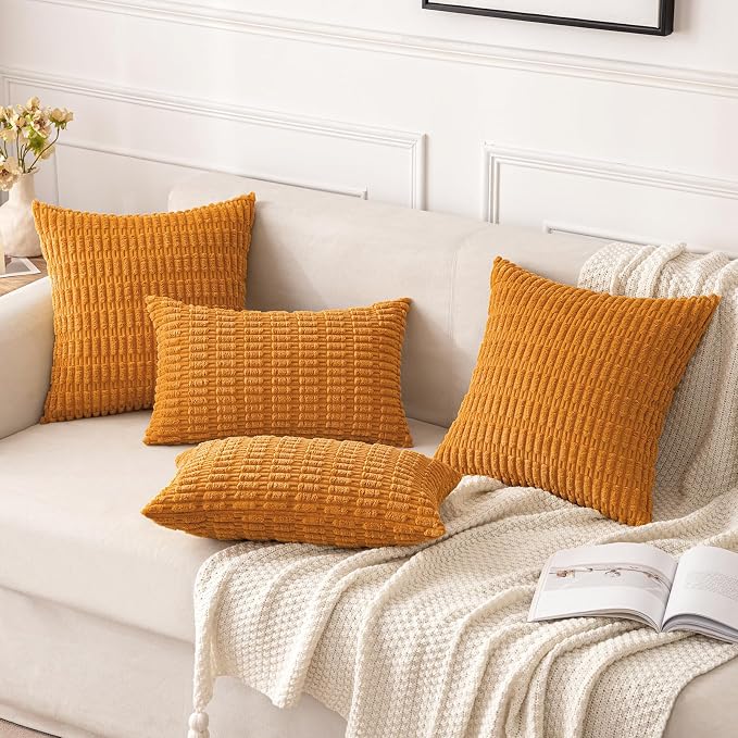 MIULEE Fall Decorative Throw Pillow Covers 18x18 Burnt Orange Pack of 2 | Soft - Image 2