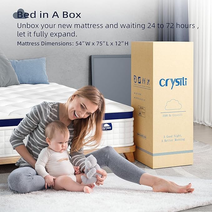 Full Mattress 12 Inch - Hybrid Mattress Bed in a Box, Medium Firm Support, Pressure & Pain Relief for All Sleepers, CertiPUR-US Certified, Fiberglass-free, Reinforced Edge Support, Motion Isolation