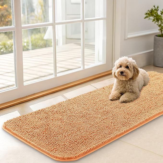 OLANLY Dog Door Mat for Muddy Paws 47x17, Super Absorbent Chenille Mud Mat | by OLANLY