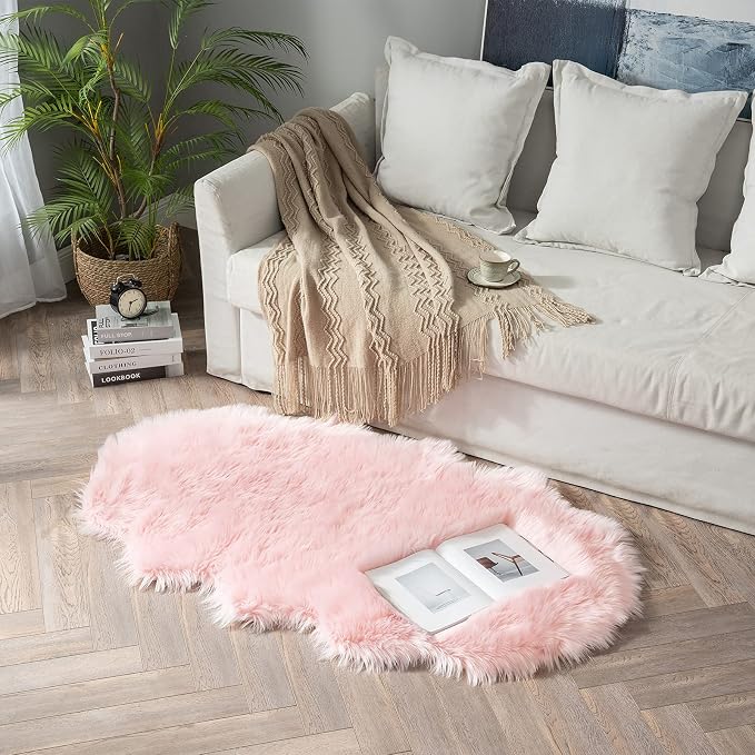 MIULEE Fluffy Area Rug 3x5 ft Faux Fur Sheepskin Rug - Image 6