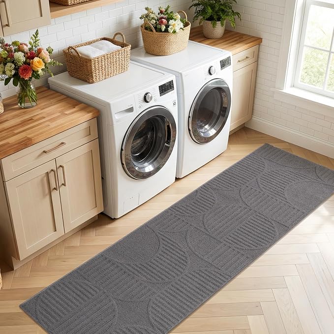 Findosom Washable Runner Rug 2x6, Geometric High-Low Textured Non Slip Hallway - Image 9