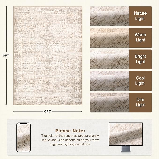 6x9 Area Rugs Living Room: Washable Rug - Image 2