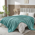 NEWCOSPLAY Super Soft Queen Blanket Light Teal Premium Silky Flannel Fleece Leaves Pattern Lightweight Bed Blanket All Season Use (Light Teal, Queen(90"x90"))