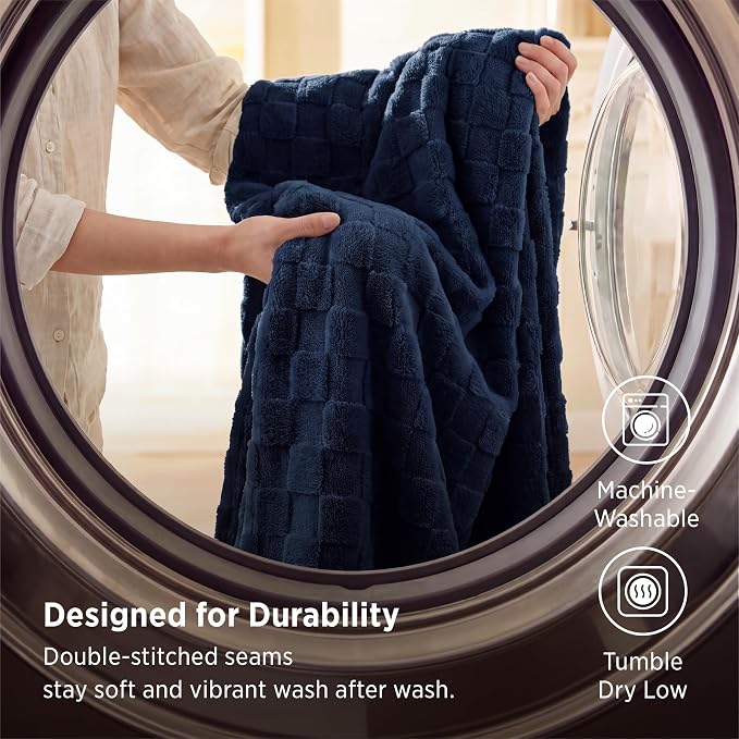 Bedsure GentleSoft Navy Blue Throw Blanket - Image 6