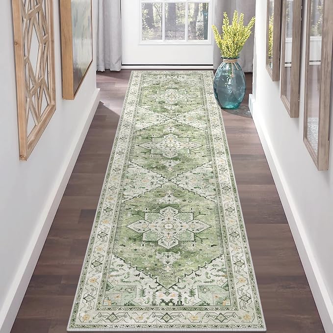 Yamaziot Washable Runner Rug, 2x8 Non-Slip Boho Vintage Hallway Kitchen Rug | - Image 7