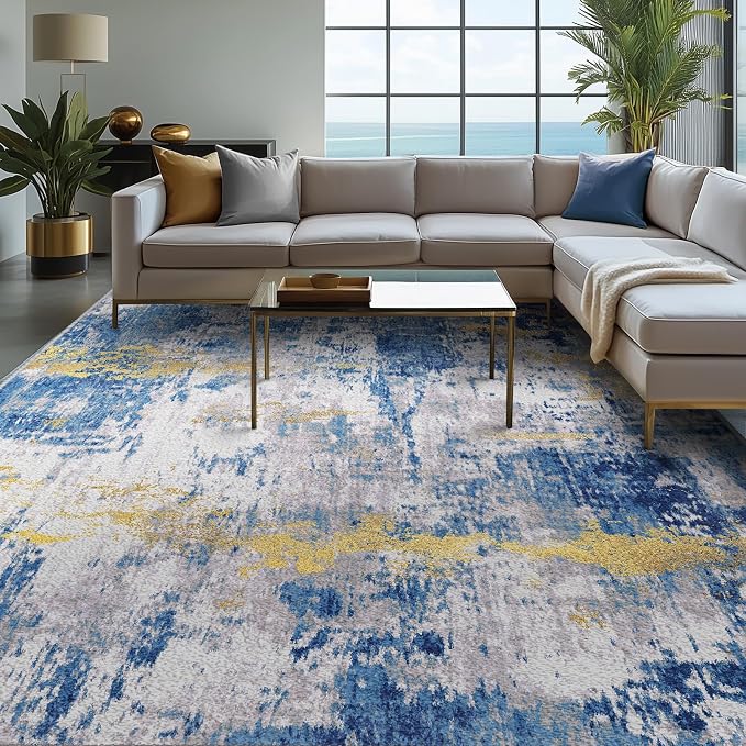 RELEANY Washable 9'x12' Abstract Area Rug by RELEANY