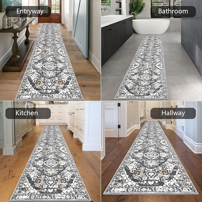 HEBE Hallway Runner Rug 2'8''x14', Washable Non Slip Kitchen Rug Runner | Soft - Image 4