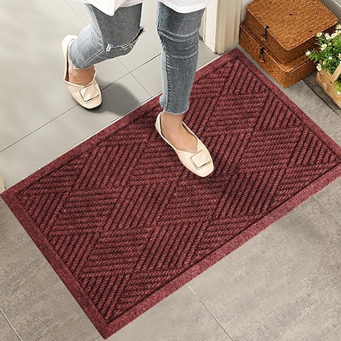Sturdy Front Door Mat, Absorbent Muddy Dirt Resist Welcome Door Mats Outdoor by HIYARD
