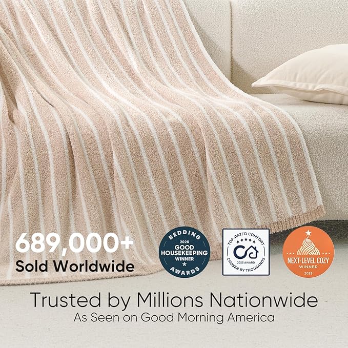 Snuggle Sac Ultra Soft Beige Throw Blanket - Image 3