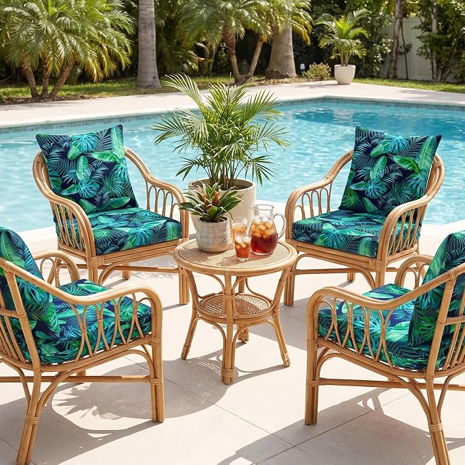 8Pcs Patio Cushion Covers Stretch Outdoor Furniture Protector Slipcovers | - Image 6