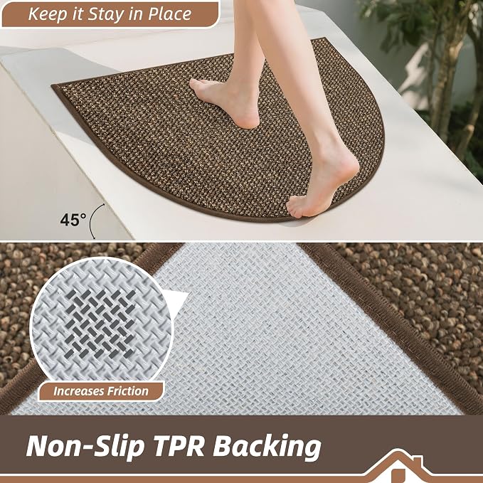 BEQHAUSE Dirt Trapper Door Mat 24" x 36" Half Circle Non Slip Rugs, Absorbent - Image 4