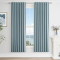 Blue 100% Blackout Linen Curtains 72 Inch Length 2 Panels Set by Guken