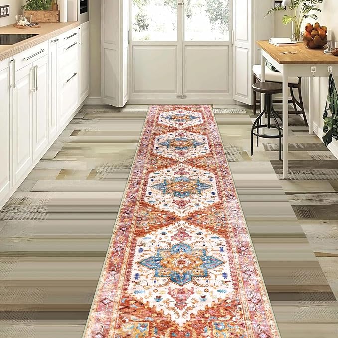 Yamaziot Washable Runner Rug, 2x10 Non-Slip Boho Hallway Kitchen Rug | Stain - Image 8