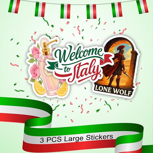 100 Pieces Italy Sticker Italian Travel Stickers Vinyl Waterproof for Kids Adults Car, Wall Decor Decal, Hard hat Scrapbook Laptop Phone Birthday Christmas Gift Funny