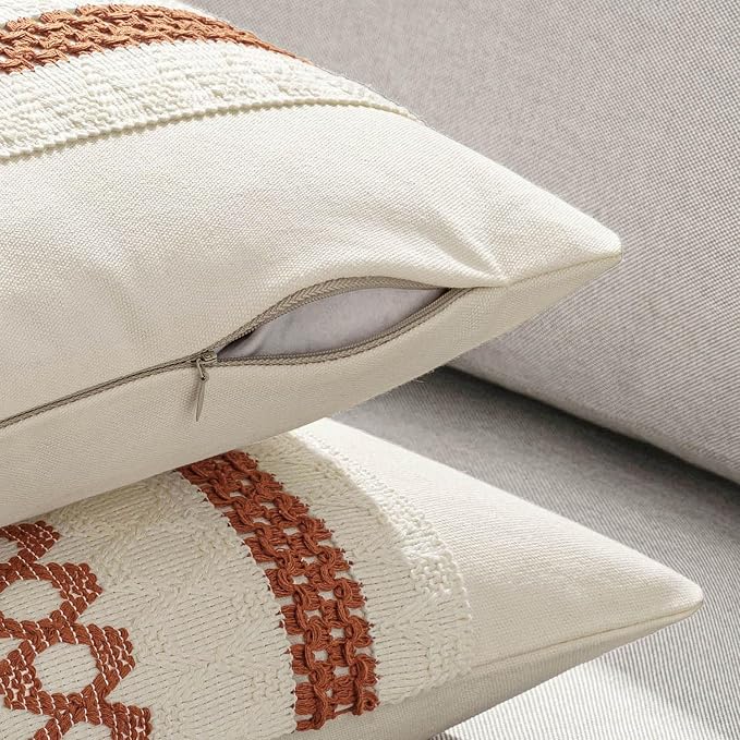 MIULEE Set of 2 Fall Burnt Orange Decorative Lumbar Pillow Covers 12x20 | - Image 5